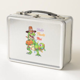 Happy Hallothanksmas T Rex Halloween Thanksgiving  Metal Lunch Box