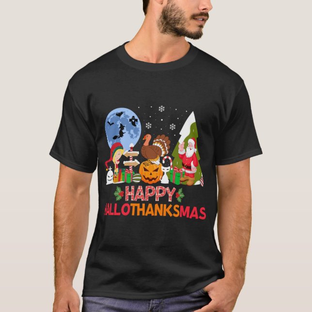 Happy Hallothanksmas T-Shirt (Front)
