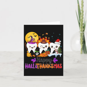 Happy Hallothanksmas Teeth Halloween Thanksgiving Card