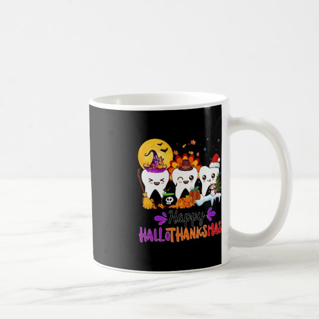 Happy Hallothanksmas Teeth Halloween Thanksgiving  Coffee Mug (Right)
