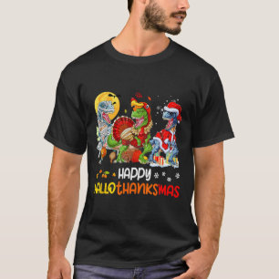 Happy Hallothanksmas Thanksgiving Dinosaur T Rex T T-Shirt
