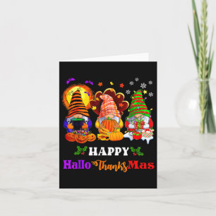 Happy Hallothanksmas Three Gnomes Halloween Merry Card