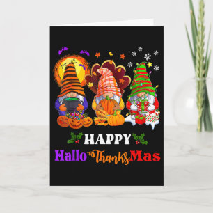 Happy Hallothanksmas Three Gnomes Halloween Merry  Card