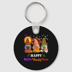 Happy Hallothanksmas Three Gnomes Halloween Merry  Key Ring