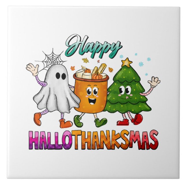 Happy Hallothanksmas Tile (Front)