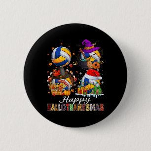 Happy Hallothanksmas Volleyball Halloween Thanksgi 6 Cm Round Badge