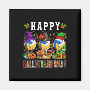 Happy Hallothanksmas Volleyball Halloween Thanksgi Magnet