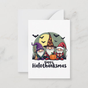 Happy Hallothanksmas Xmas Halloween Gnomes  Card