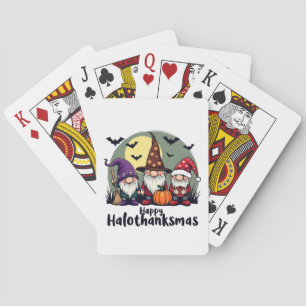 Happy Hallothanksmas Xmas Halloween Gnomes  Playing Cards