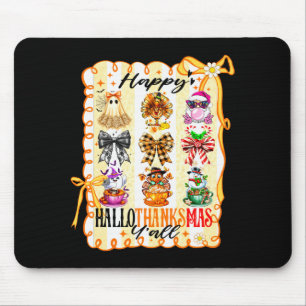 Happy Hallothanksmas Y’all Coquette Bow Halloween Mouse Pad