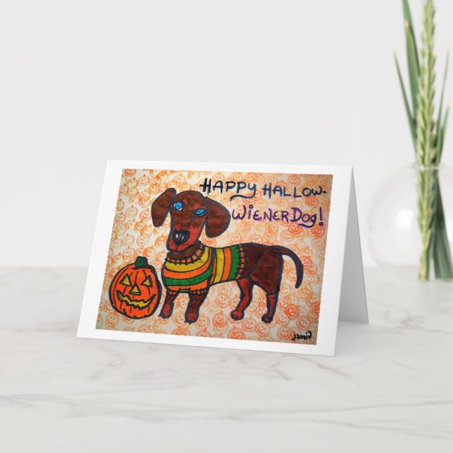 Happy Hallow-Wiener Dog Card (Front)