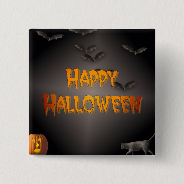 Happy Halloween 15 Cm Square Badge (Front)