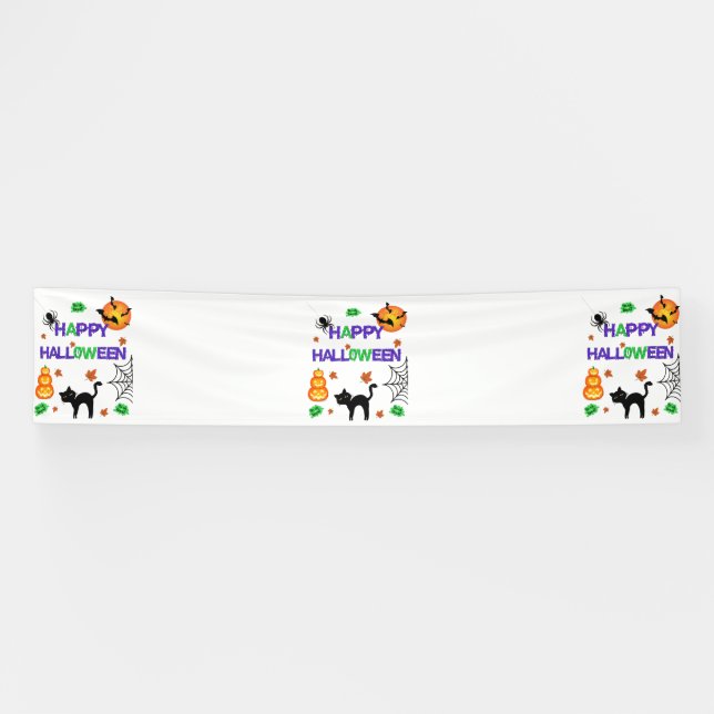 Happy Halloween 2.5x12 Vinyl Banner (Horizontal)