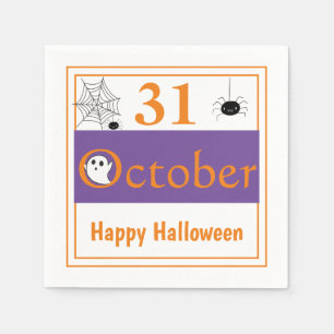 Happy Halloween 31 October Spider Halloween Party Napkin