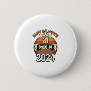 Happy Halloween 31 October Vintage Ghost Design_1 6 Cm Round Badge