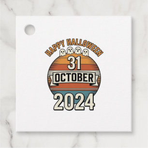 Happy Halloween 31 October Vintage Ghost Design_1 Favour Tags