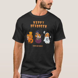 Happy Halloween 3 Patterns, Deco Pin, Decoy, Dog,  T-Shirt