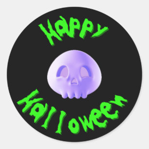 Happy Halloween 3D Skull Classic Round Sticker