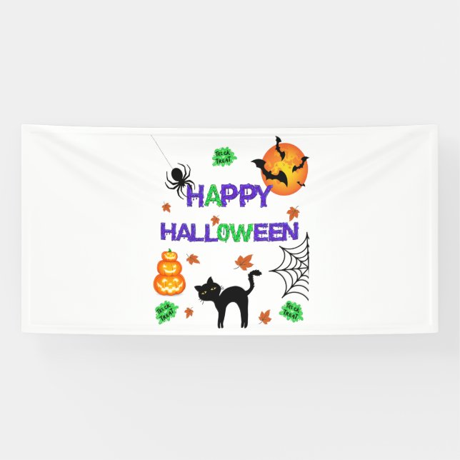 Happy Halloween 4x8 Vinyl Banner (Horizontal)