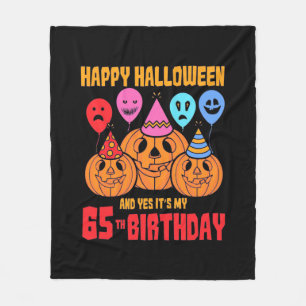 Happy Halloween 65th Birthday Fleece Blanket