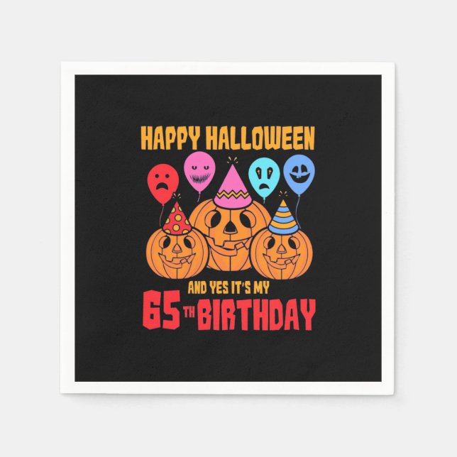Happy Halloween 65th Birthday Napkin (Front)