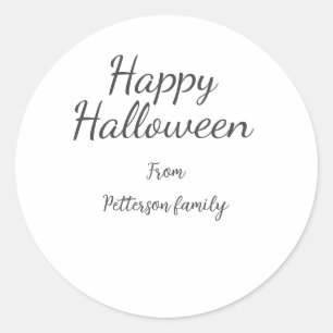 Happy Halloween add family name calligraphy modern Classic Round Sticker