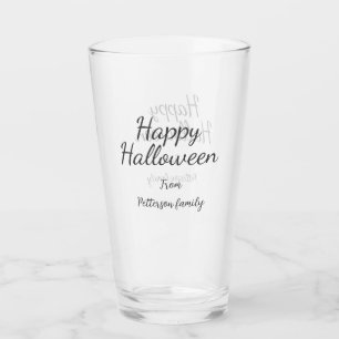 Happy Halloween add family name calligraphy modern Glass