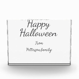 Happy Halloween add family name calligraphy modern Photo Block