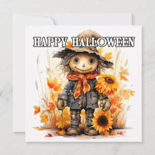 Happy Halloween Adorable Scarecrow Card