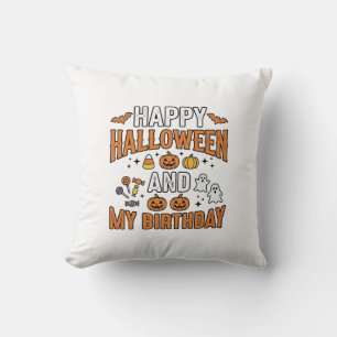 Happy Halloween And My Birthday Vintage Design_1 Cushion