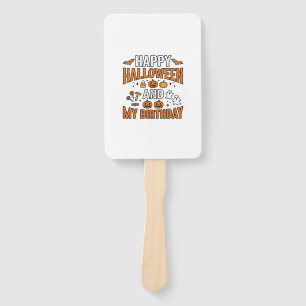 Happy Halloween And My Birthday Vintage Design_1 Hand Fan