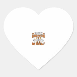 Happy Halloween And My Birthday Vintage Design_1 Heart Sticker