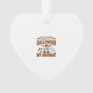 Happy Halloween And My Birthday Vintage Design_1 Ornament