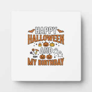 Happy Halloween And My Birthday Vintage Design_1 Plaque