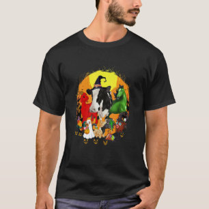 Happy Halloween Animal  Black Cat Dog Cow Pig Roos T-Shirt