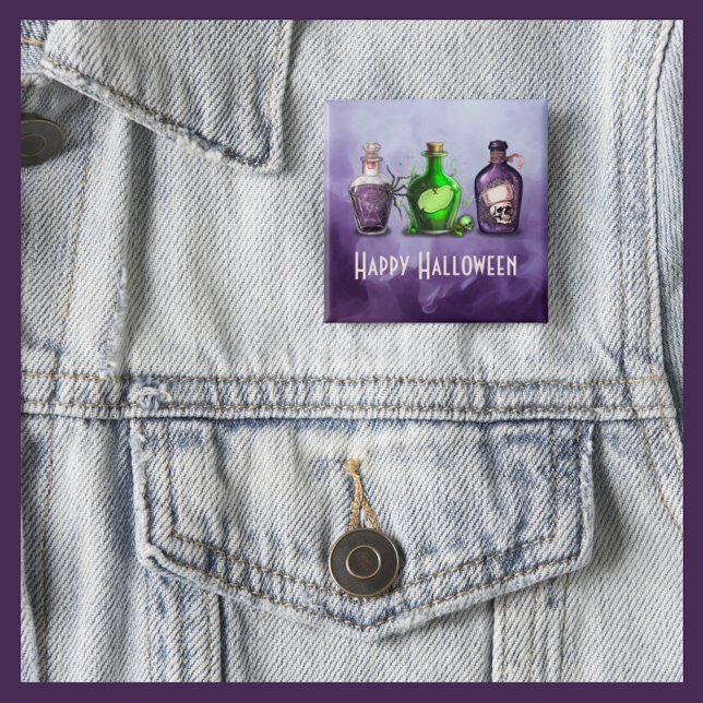 Happy Halloween Apothecary Jar 15 Cm Square Badge (Creator Uploaded)