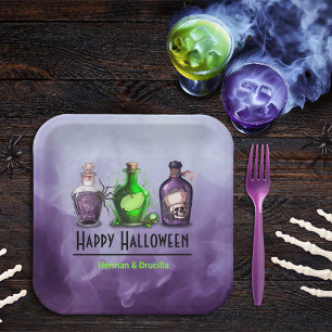Happy Halloween Apothecary Jar Paper Plate