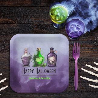 Happy Halloween Apothecary Jar Paper Plate