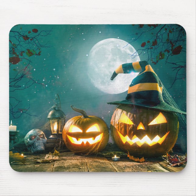 Happy Halloween Art Funny Jack O Lantern Halloween Mouse Pad (Front)