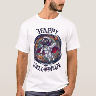 Happy Halloween Astronaut Vampire Galaxy Pumpkin T-Shirt