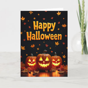 Happy Halloween Autumn Leaves Card