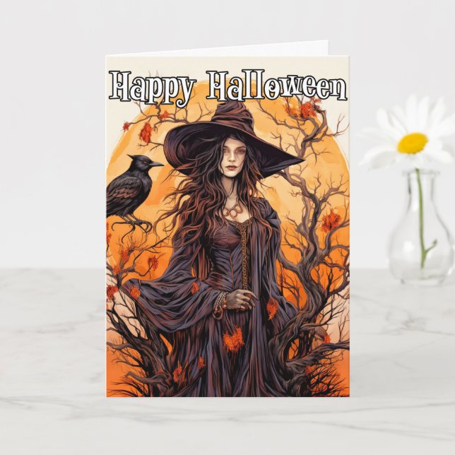 Happy Halloween | Autumn Witch Card (Small Plant)