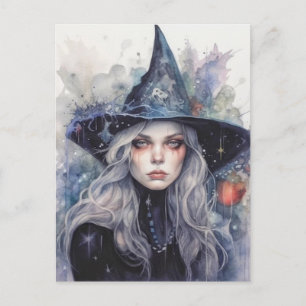 Happy Halloween Autumn Witch Postcard