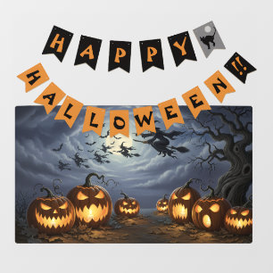 Happy Halloween Banner, Witches, Pumkins