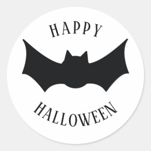 Happy Halloween. Bat. Black and white spooky Classic Round Sticker