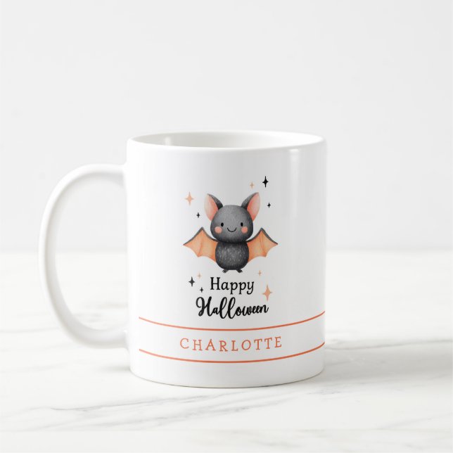 Happy Halloween Bat Custom Coffee Mug (Left)