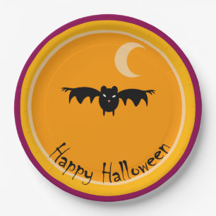 Happy Halloween Bat Paper Plates