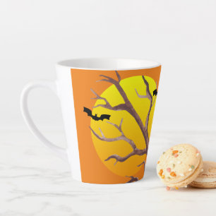 Happy Halloween Bats And The Moon Latte Mug