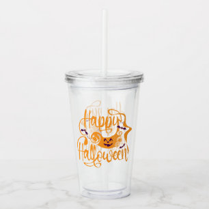 Happy Halloween bats jack o lantern Acrylic Tumbler