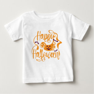 Happy Halloween bats  jack o lantern Baby T-Shirt